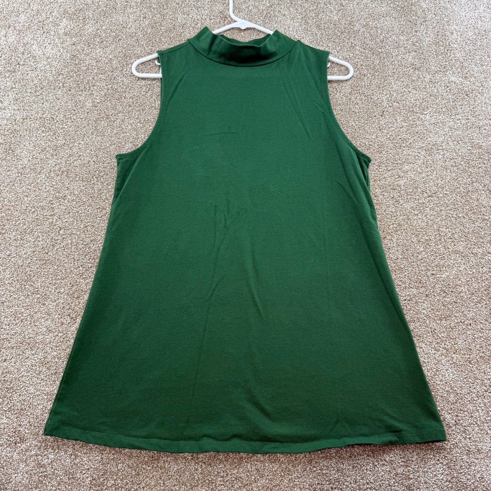 Torrid Womens Size 2 Green Mock Neck Sleeveless Cotton Spandex Stretch Tank Top